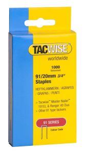 Tacwise 0284 91/20mm Galvanised Staples (1,000 Per Box).